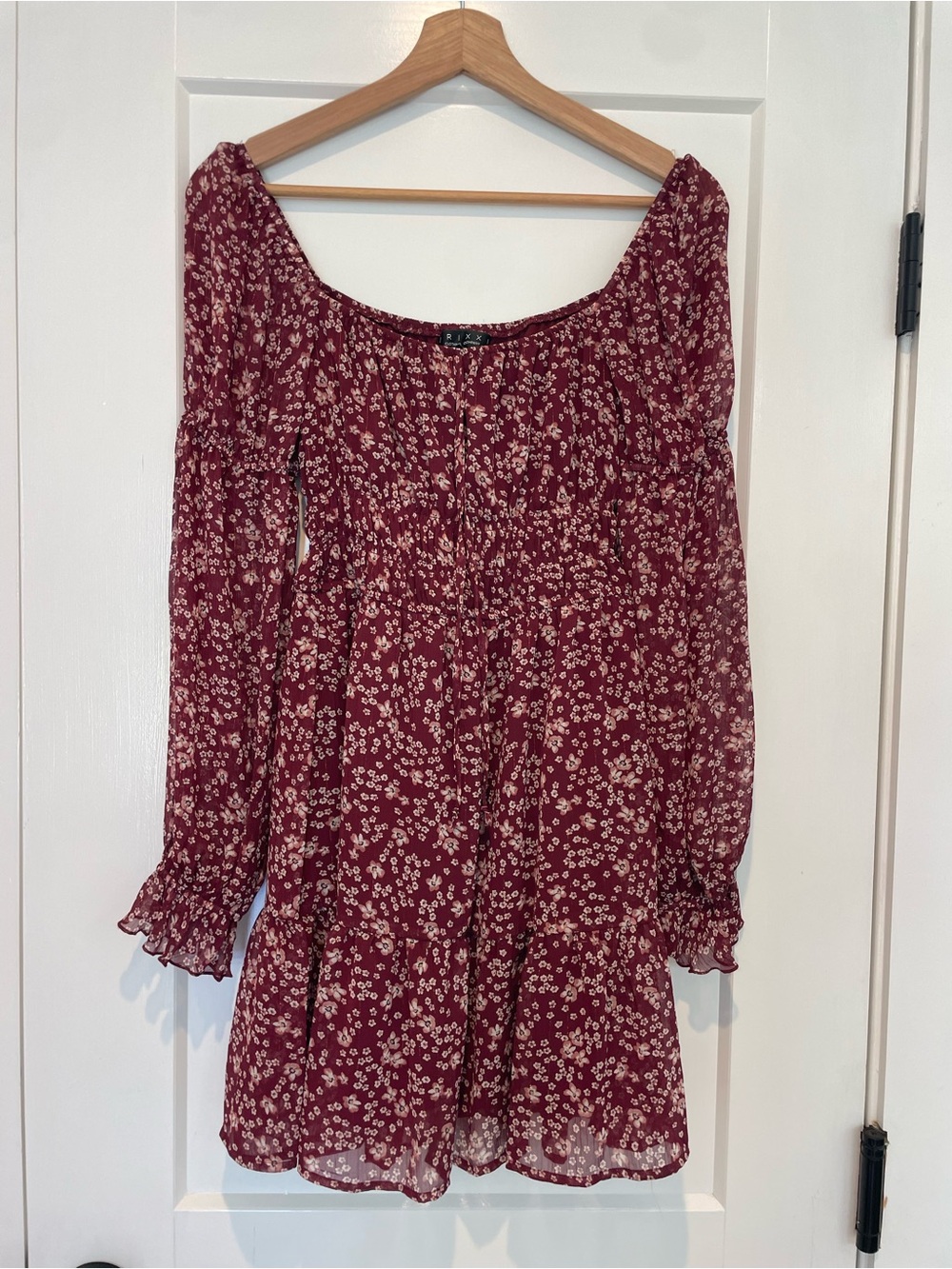 Trixxi Burgundy Floral Long Sleeve Dress